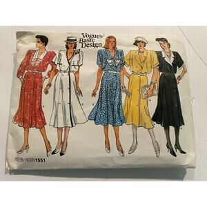 Vogue’s Basic Design vintage dresses 1985 pattern 1551 size 14-18